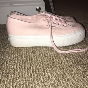 Pink superga platform sneakers
